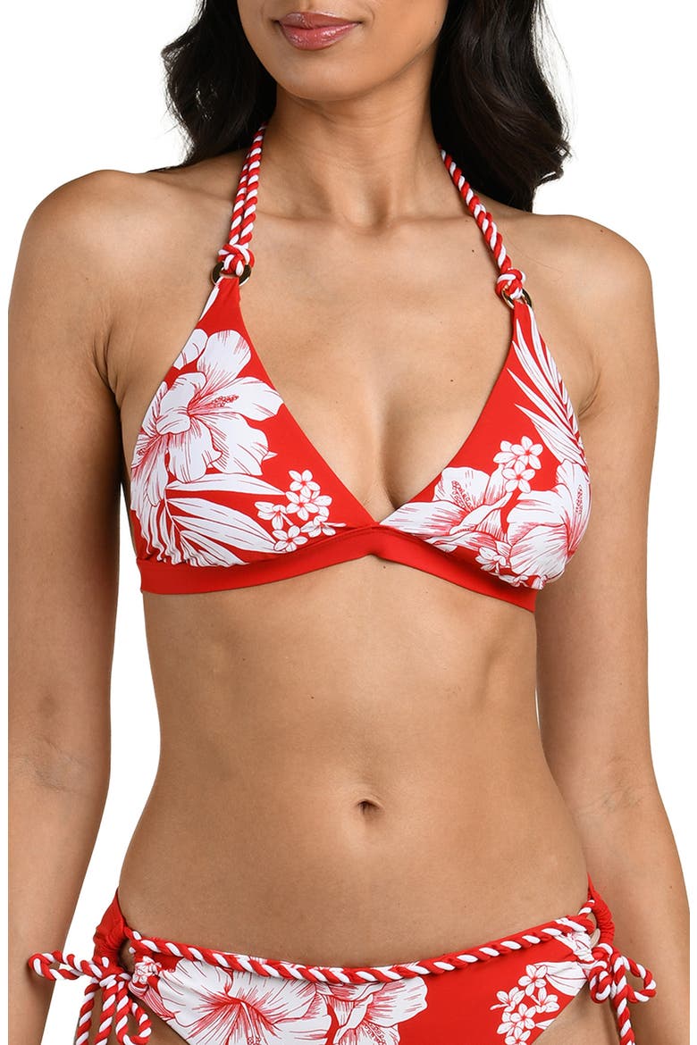 Mariner Halter Bikini Top, Main, color, RUBY