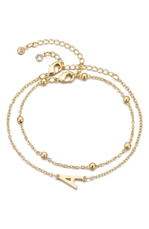 2-Piece Initial Bead Chain Bracelet Set