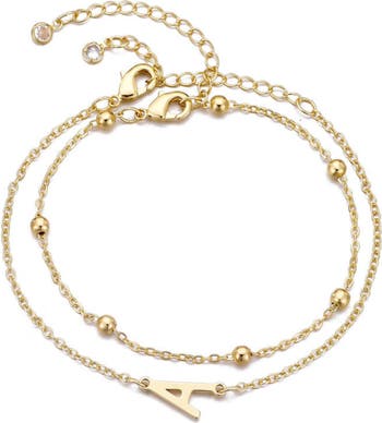 2-Piece Initial Bead Chain Bracelet Set
