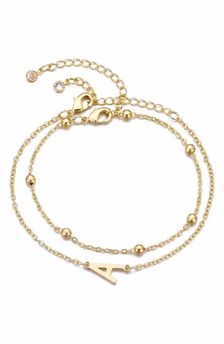 Adornia 2-Piece Initial Bead Chain Bracelet Set