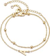 Adornia 2-Piece Initial Bead Chain Bracelet Set