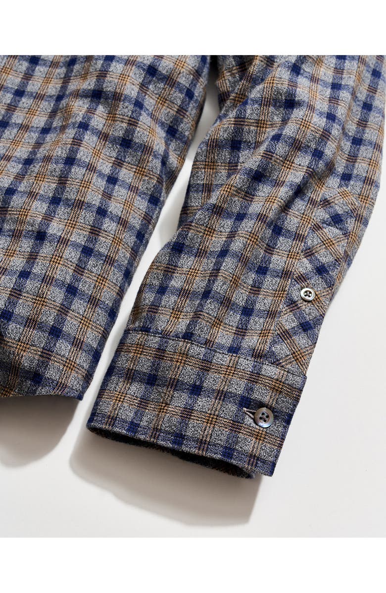 Billy Reid Mélange Plaid Cotton Button-Up Shirt, Alternate, color, Brown Multi