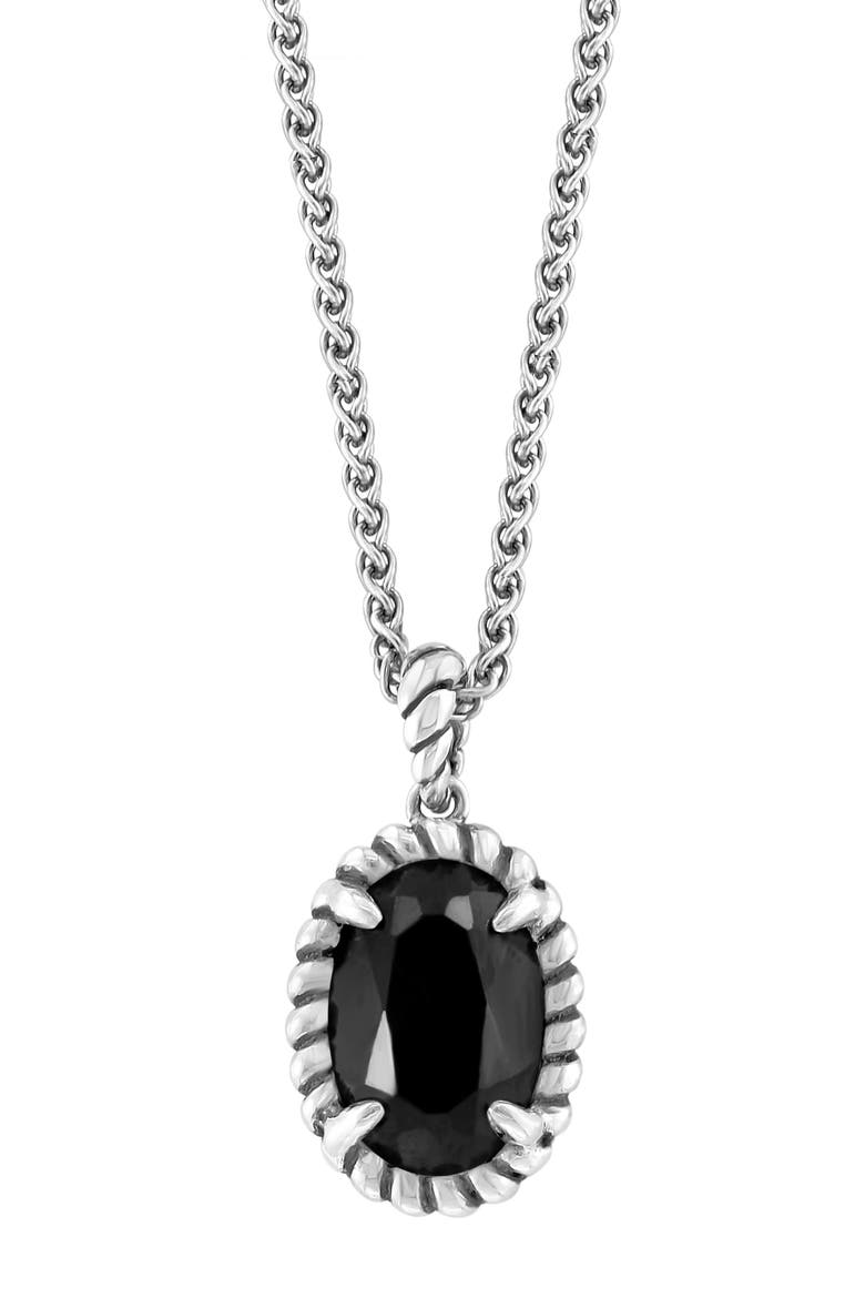 Oval Onyx Pendant Necklace, Alternate, color, BLACK