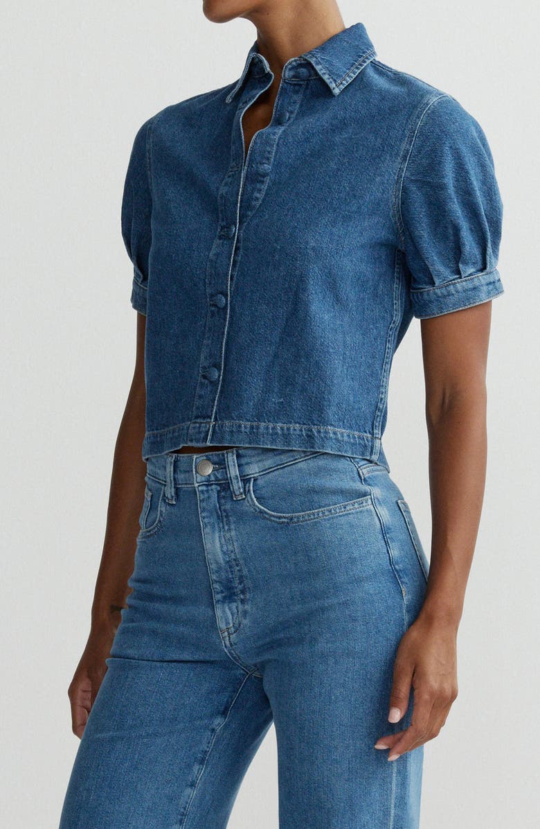 DL1961 Montauk Puff Sleeve Denim Button-Up Shirt, Alternate, color, Terra Blues Aura