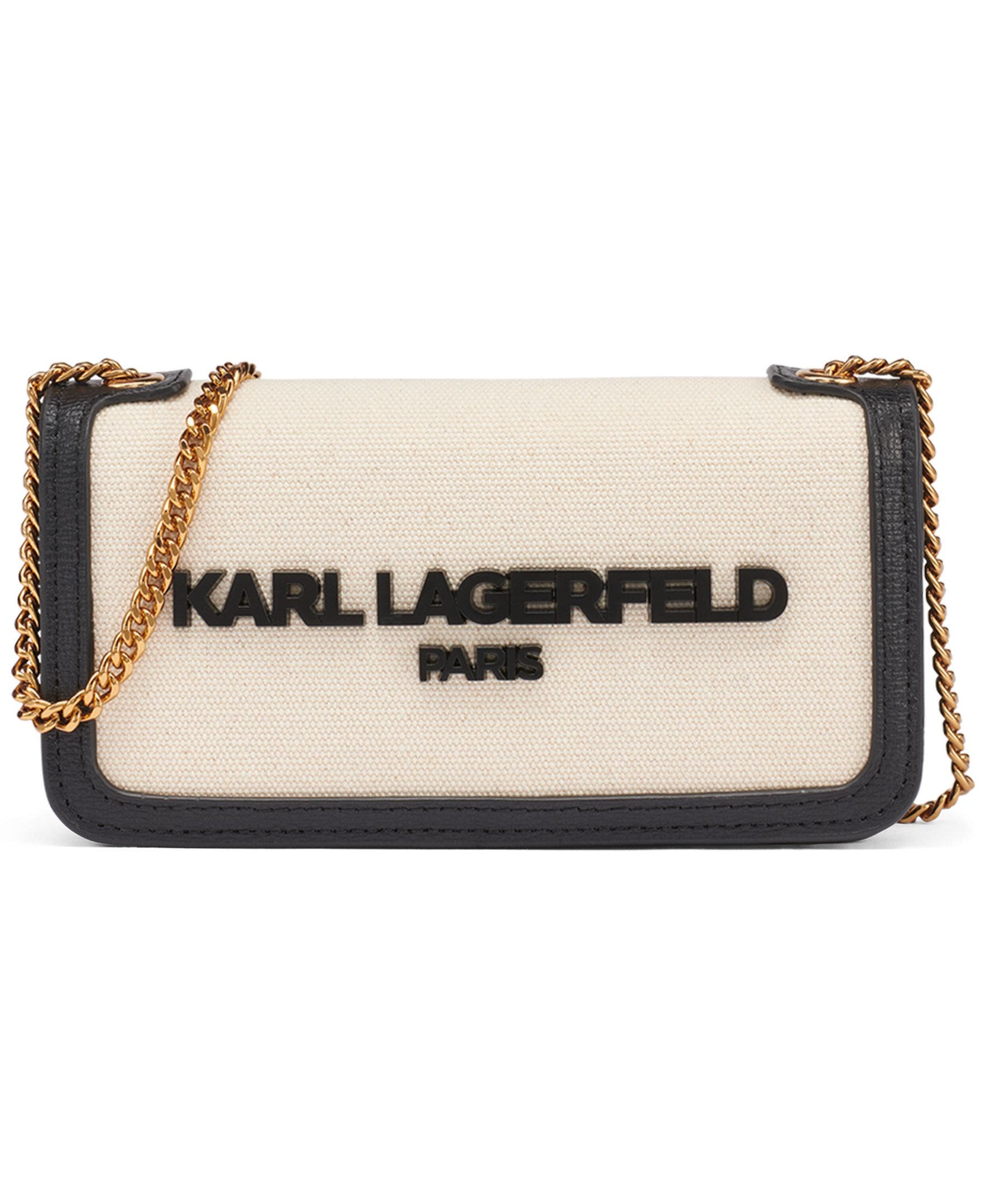 KARL LAGERFELD PARIS Kosette Canvas Shoulder, Main, color, Natural/Black