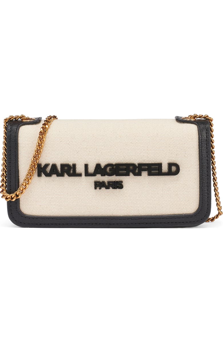 KARL LAGERFELD PARIS Kosette Canvas Shoulder, Main, color, Natural/Black