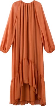 MANGO Ruffles Flowy Long Sleeve Chiffon Maxi Dress