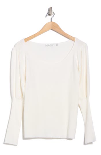 Patrizia Luca Puff Sleeve Sweater In White