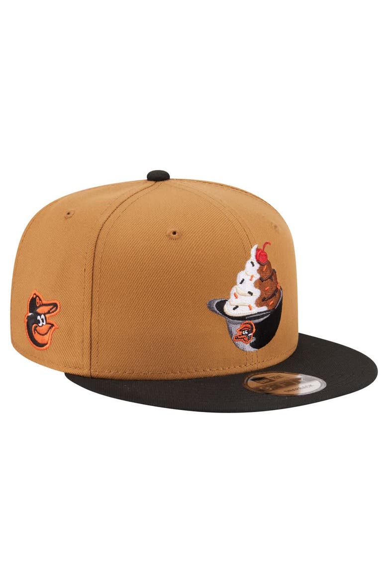 Men's New Era Khaki/Black Baltimore Orioles Ice Cream 9FIFTY Snapback Hat, Main, color, Khaki