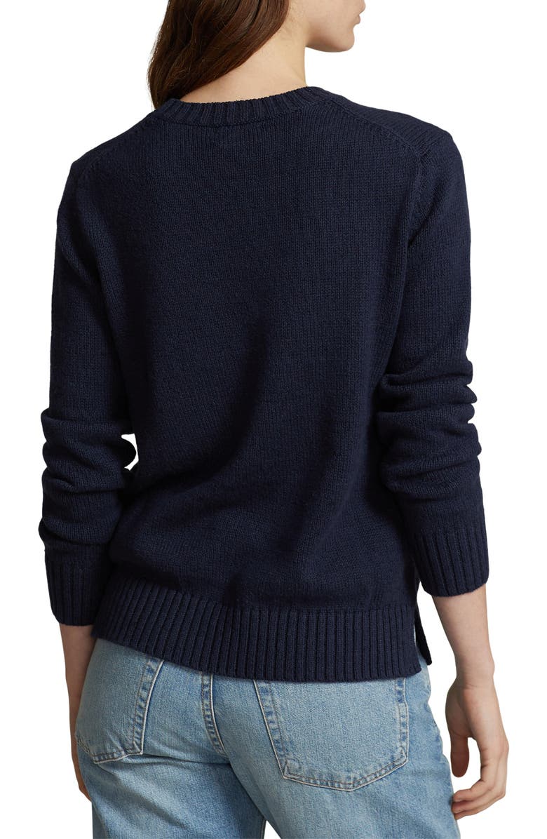 Polo Ralph Lauren Bear Graphic Cotton & Linen Crewneck Sweater, Alternate, color,