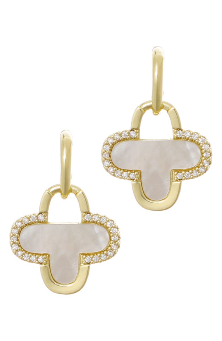 Adornia Mother-of-Pearl Clover Drop Earrings, Main, color, 