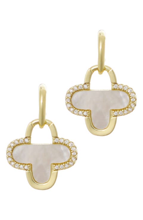 Mother-of-Pearl Clover Drop Earrings
