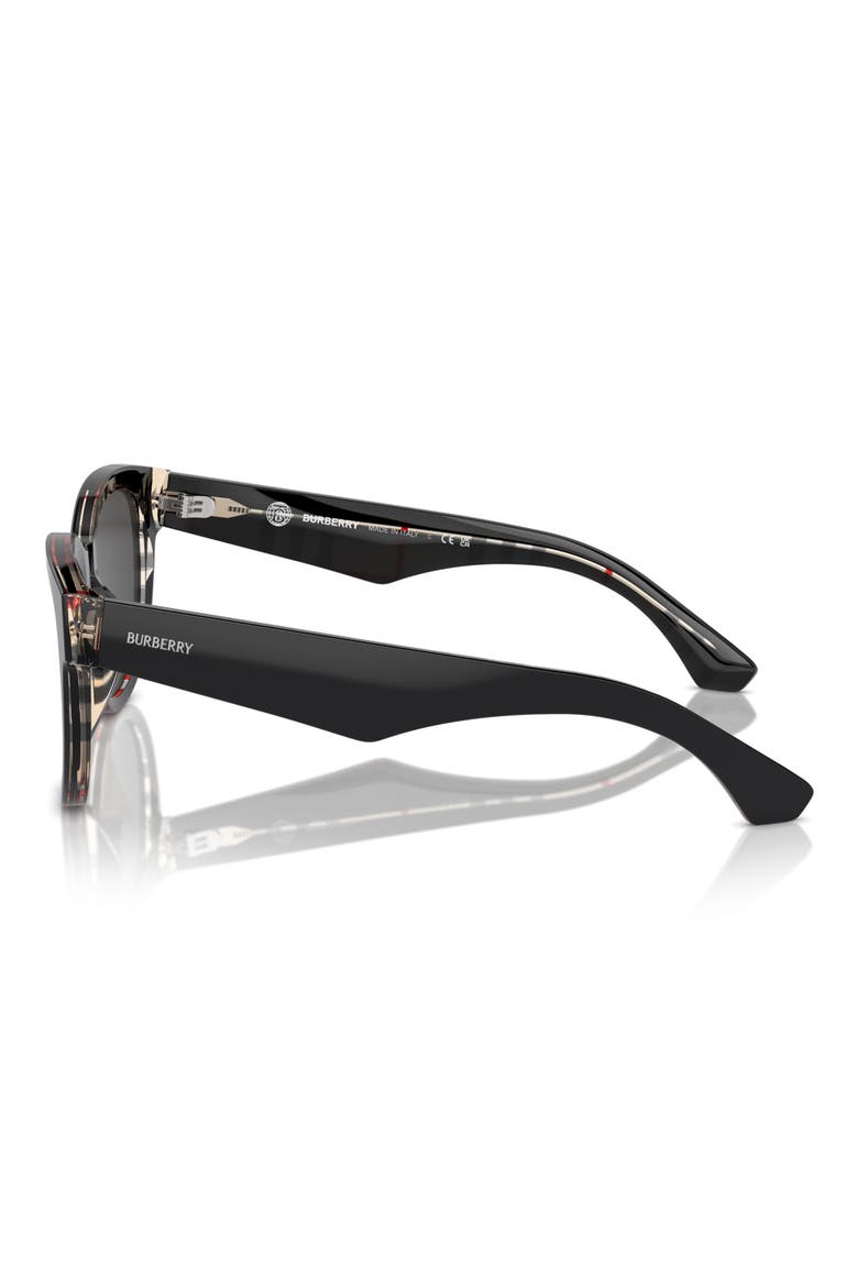 54mm Round Sunglasses, Alternate, color, SHINY BLACK