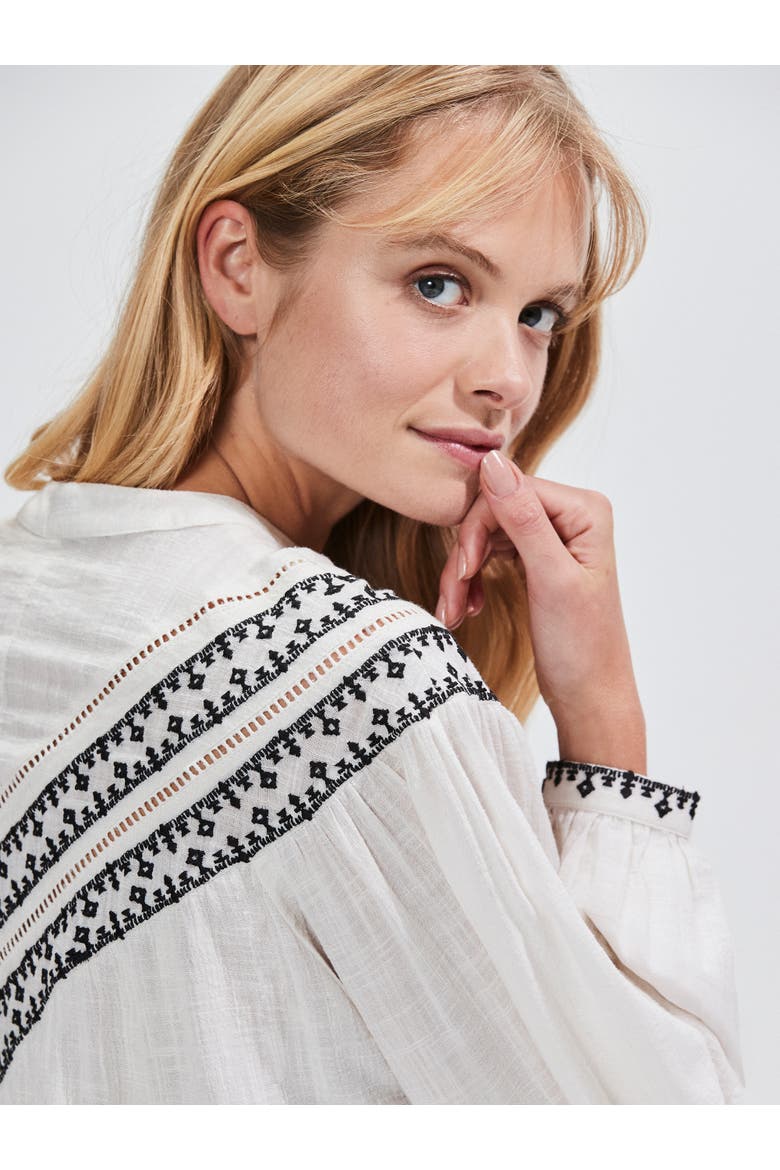 Embroidered Yoke Blouse, Alternate, color, Ivory
