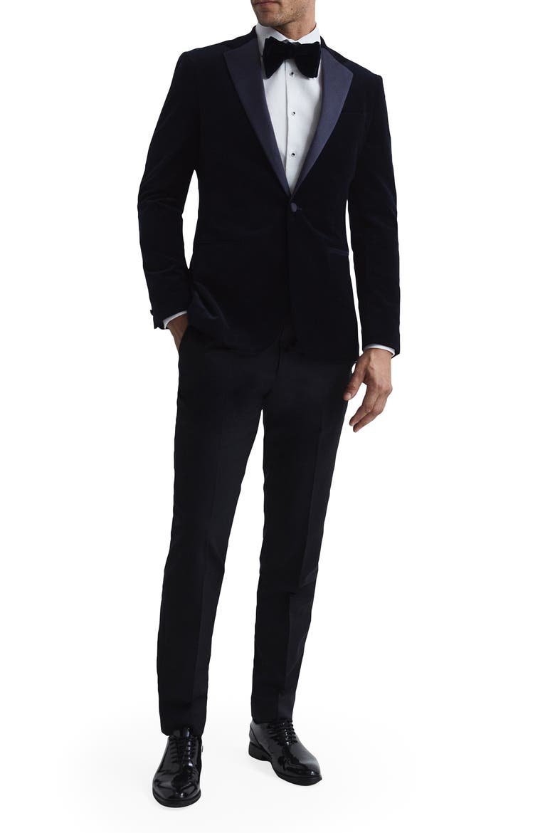 Ace Black Cotton Stretch Velvet Dinner Jacket, Alternate, color, NAVY