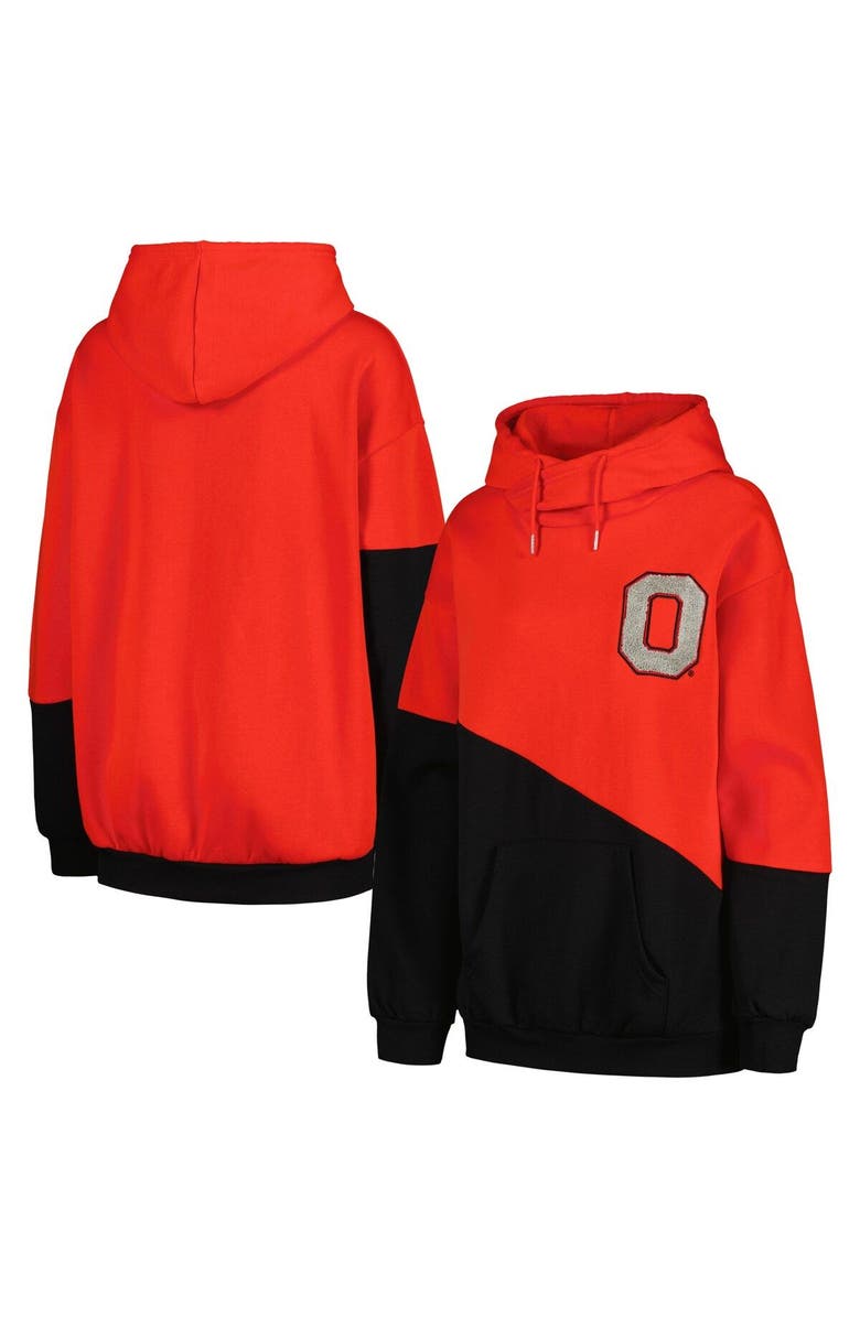 GAMEDAY COUTURE Women's Gameday Couture Scarlet/Black Ohio State Buckeyes Matchmaker Diagonal Cowl Pullover Hoodie, Main, color, Scarlet