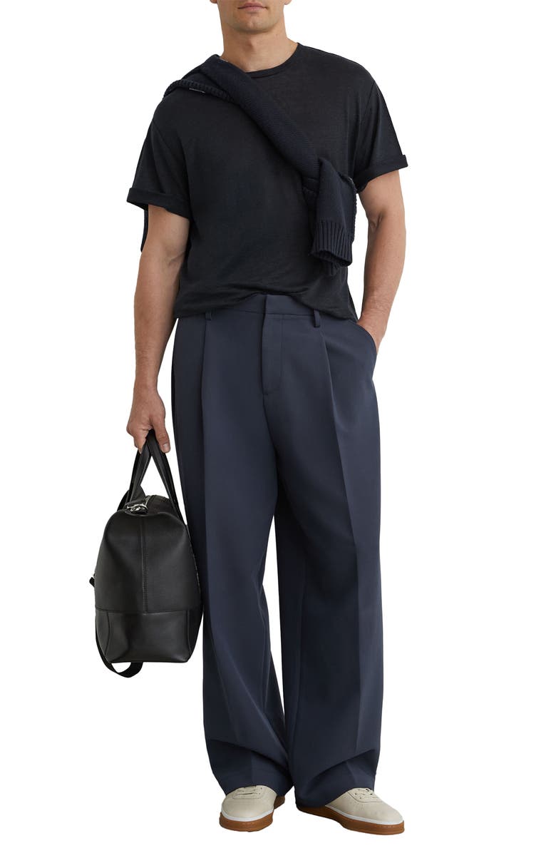 Reiss Langley Linen T-Shirt, Alternate, color, Navy