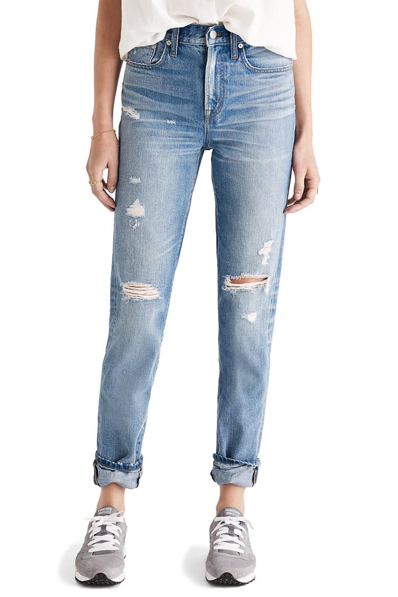Perfect Vintage Ripped High Waist Boyfriend Jeans, Main, color, CHET WASH