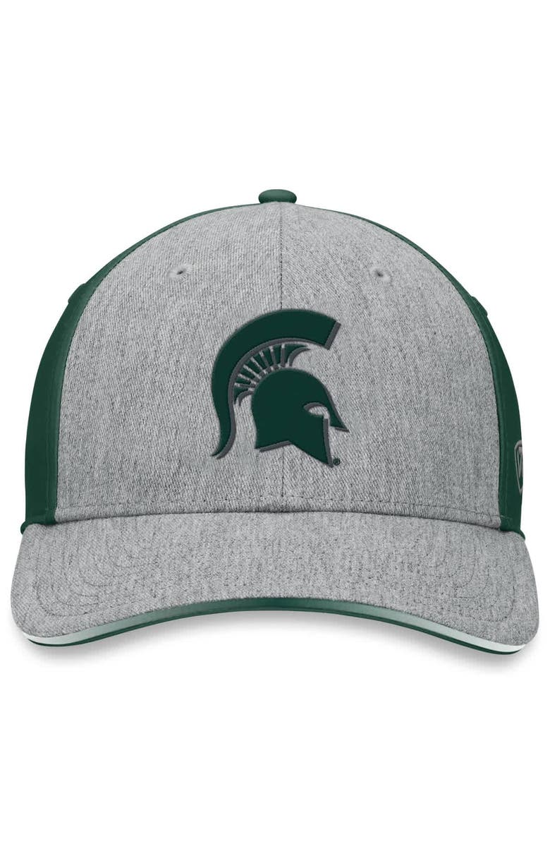 TOP OF THE WORLD Men's Top of the World Heather Gray/Green Michigan State Spartans Merge Flex Hat, Alternate, color, 