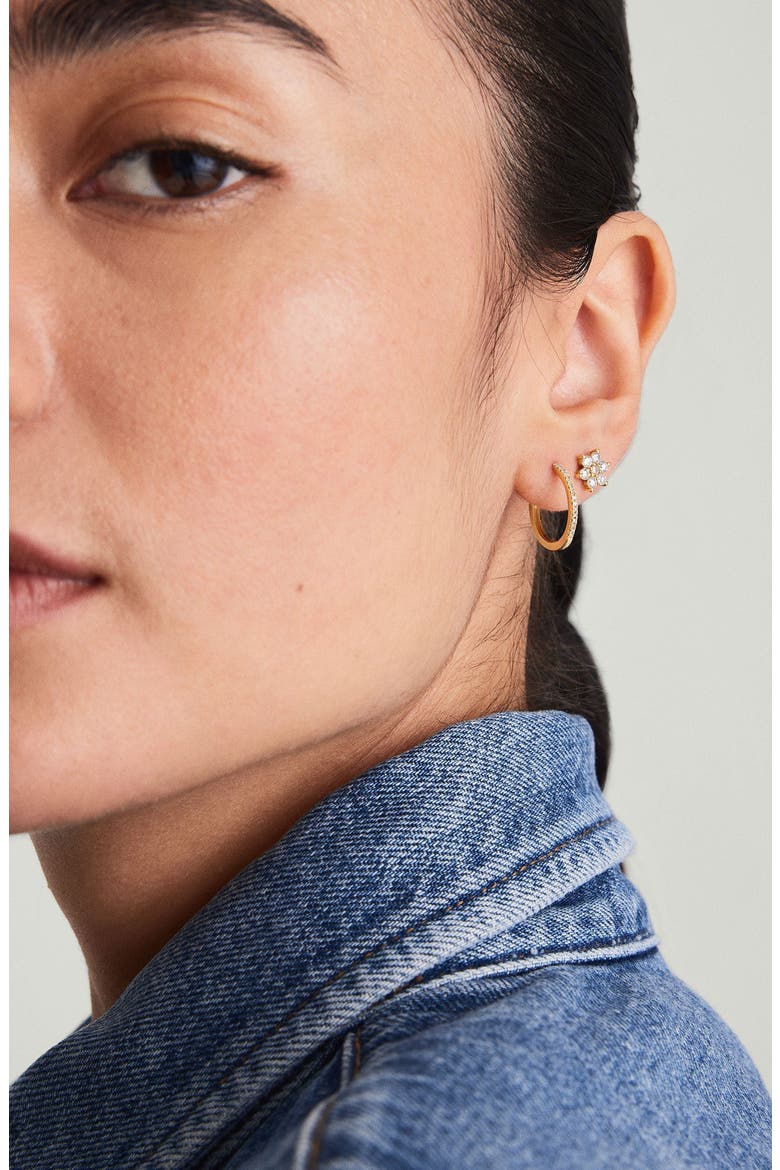 Pavé Diamond Hoops, Alternate, color, Yellow Gold