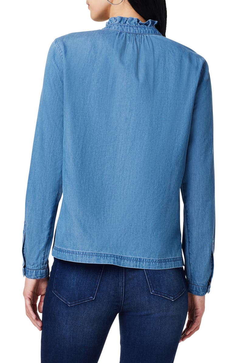 NIC+ZOE Ruffle Neck Denim Shirt, Alternate, color, 