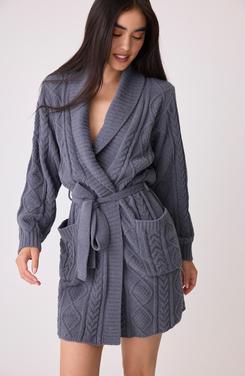 PJ Salvage Tie Waist Cable Stitch Chenille Robe, Alternate, color, 