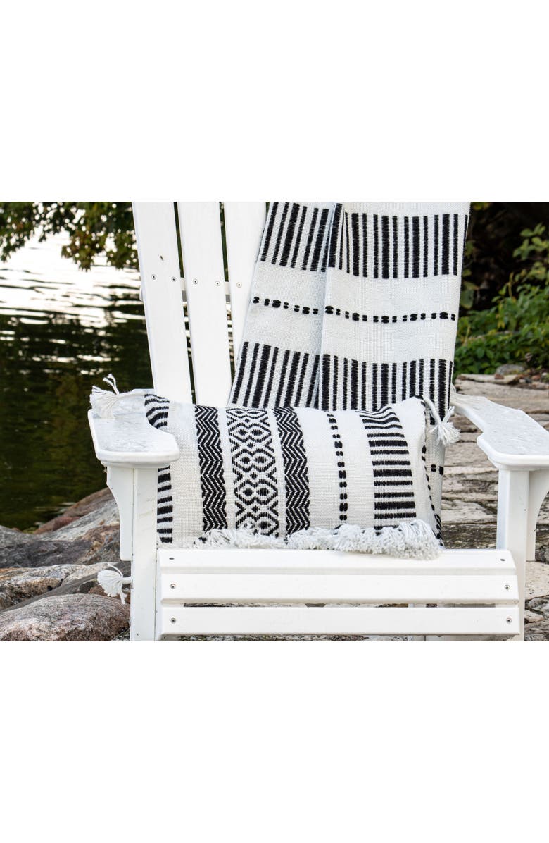 Foreside Home and Garden Black Striped Handwoven Outdoor Decorative Throw Pillow, Alternate, color, Black