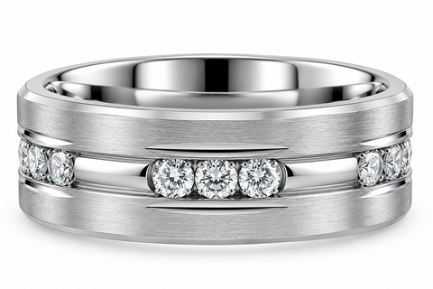 Men's 7/8ct Diamond 8mm Titanium Comfort Fit Ring Matted Wedding Band
