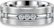 Bliss Diamond Men's 7/8ct Diamond 8mm Titanium Comfort Fit Ring Matted Wedding Band