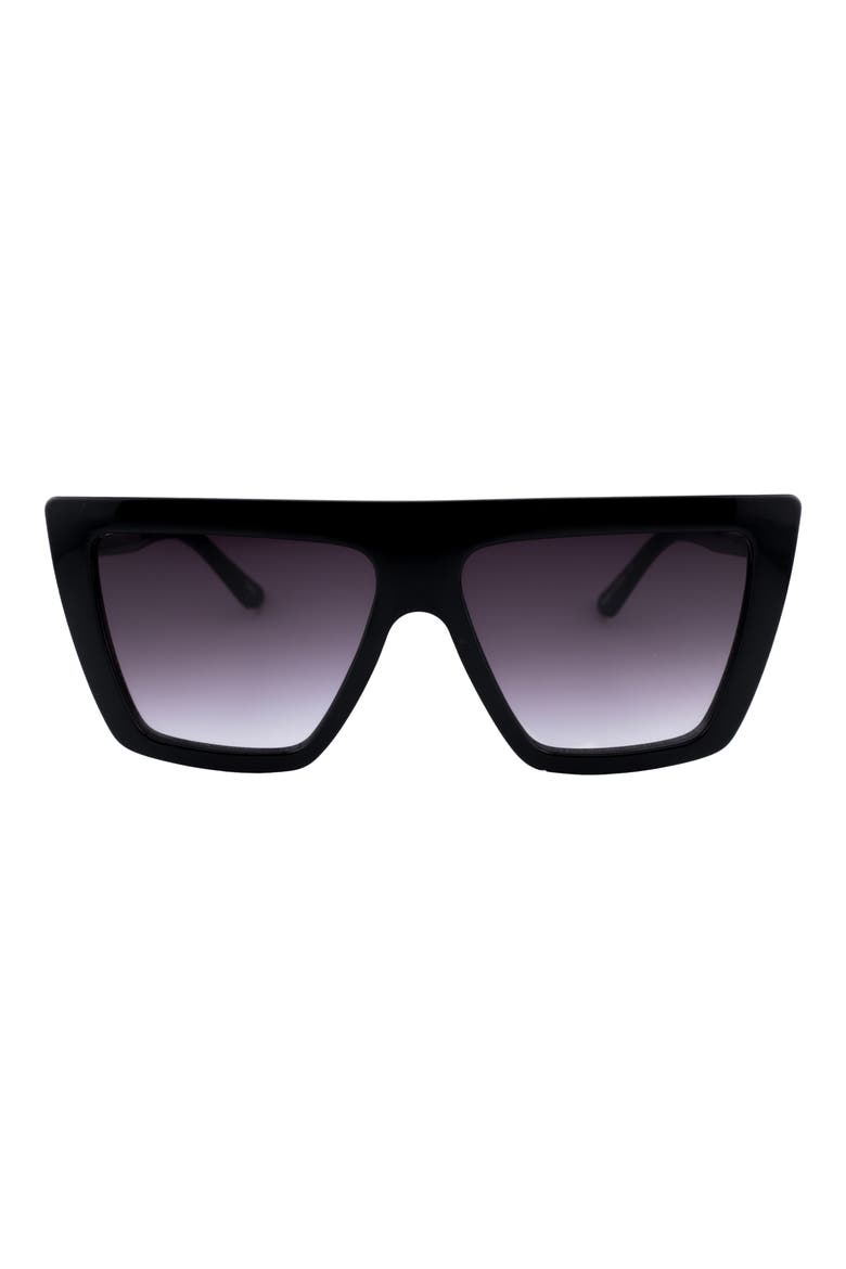 Nola Rectangular Sunglasses, Main, color, BLACK/ SMOKE FADE