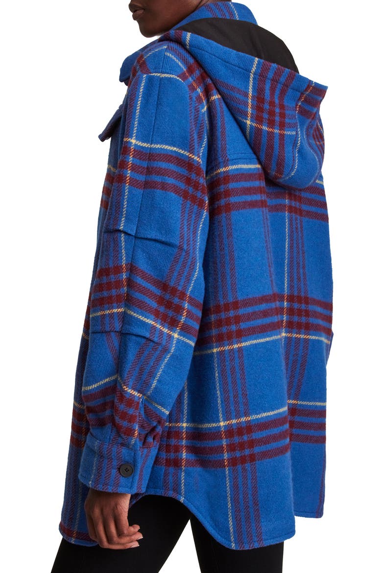 Tessa Oversize Plaid Jacket, Alternate, color, BLUE/RED