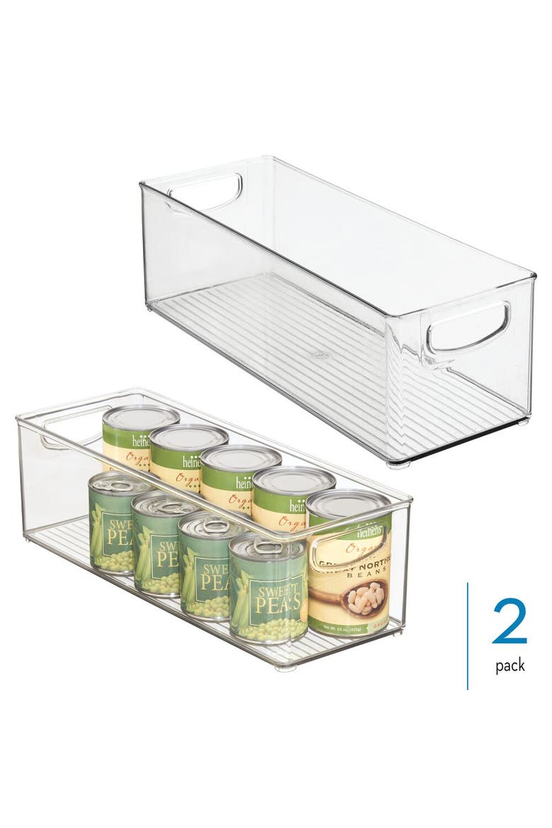Plastic Stackable Pantry Bin with Handles, Set of 2, Clear, Made in USA, Alternate, color, Clear