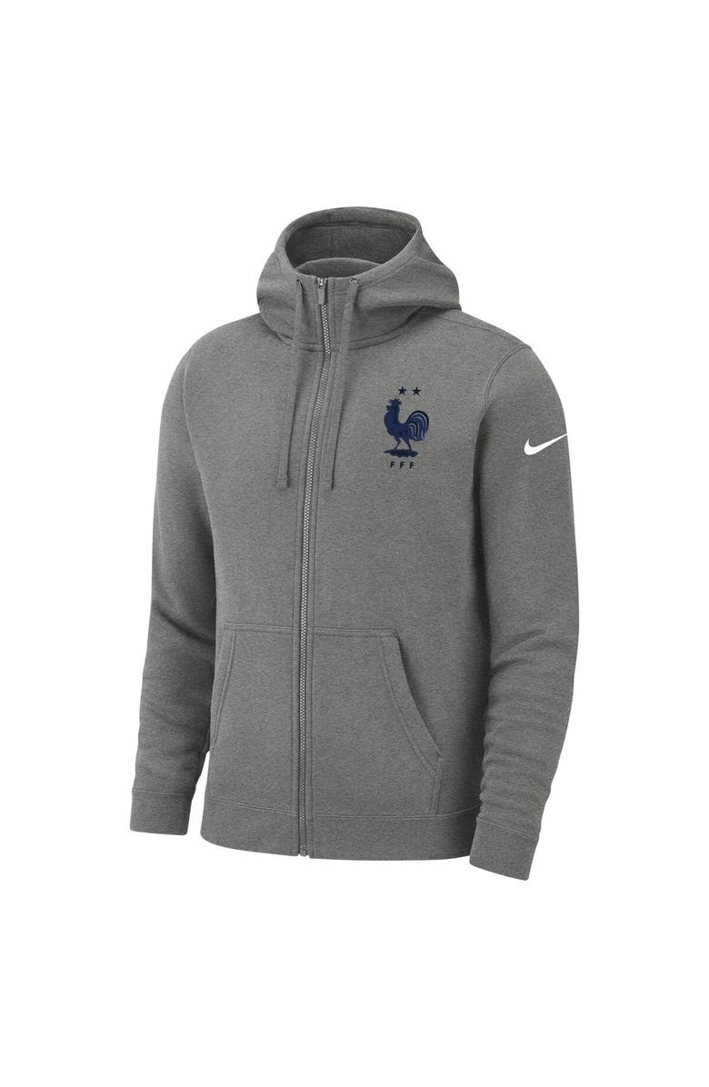 Nike Men's Nike Heather Gray France National Team Club Fleece Full-Zip Hoodie, Alternate, color,