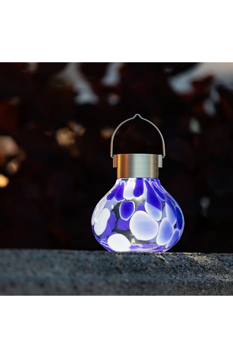 Allsop Home & Garden Tea Solar Lanterns Handblown Glass, Alternate, color, Periwinkle