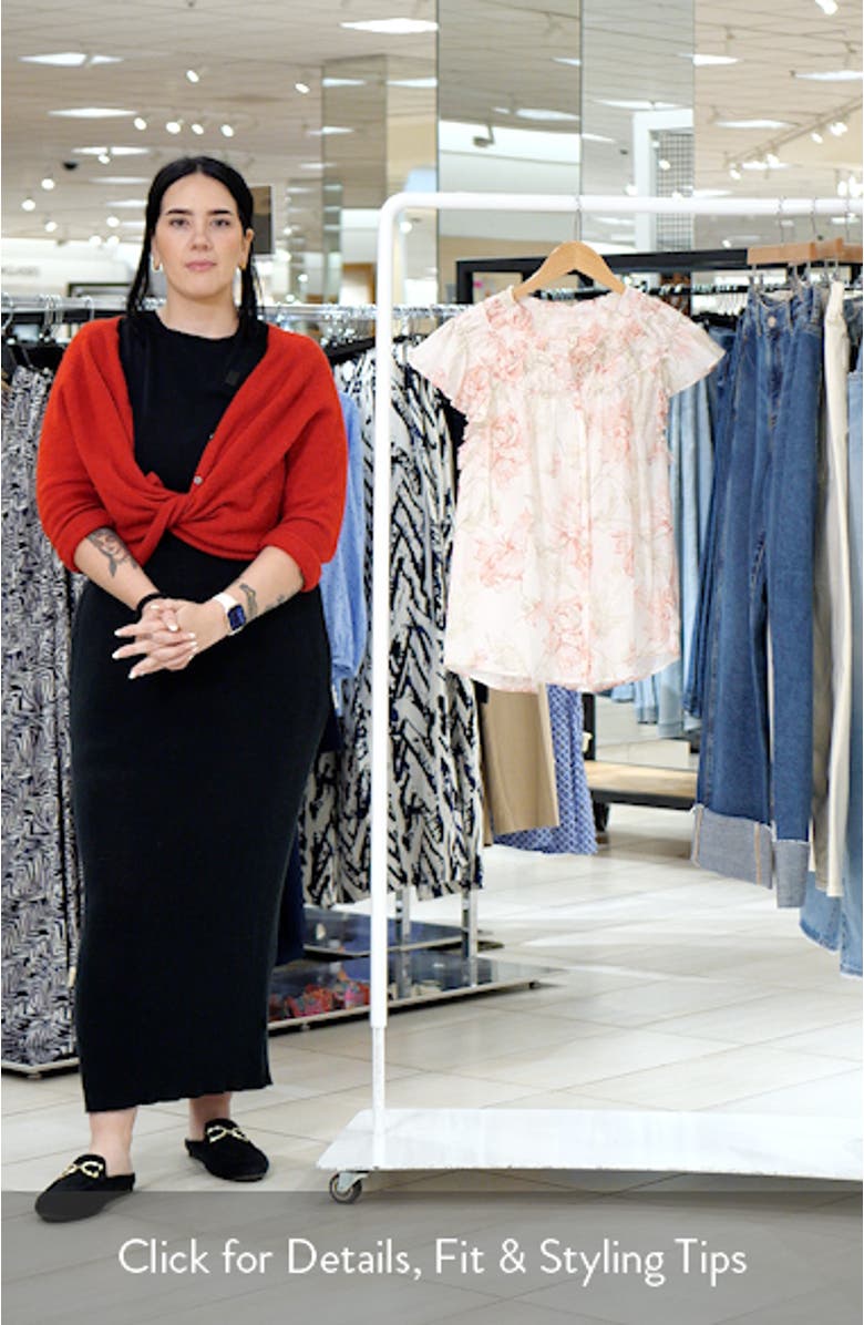Peonies Floral Print Cotton & Silk Top, sales video thumbnail