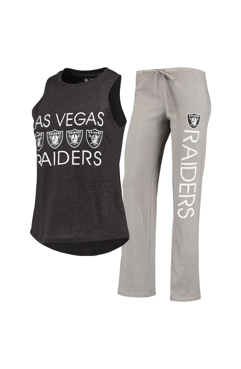 CONCEPTS SPORT Women's Concepts Sport Black/Gray Las Vegas Raiders Plus Size Meter Tank Top and Pants Sleep Set, Main, color, 