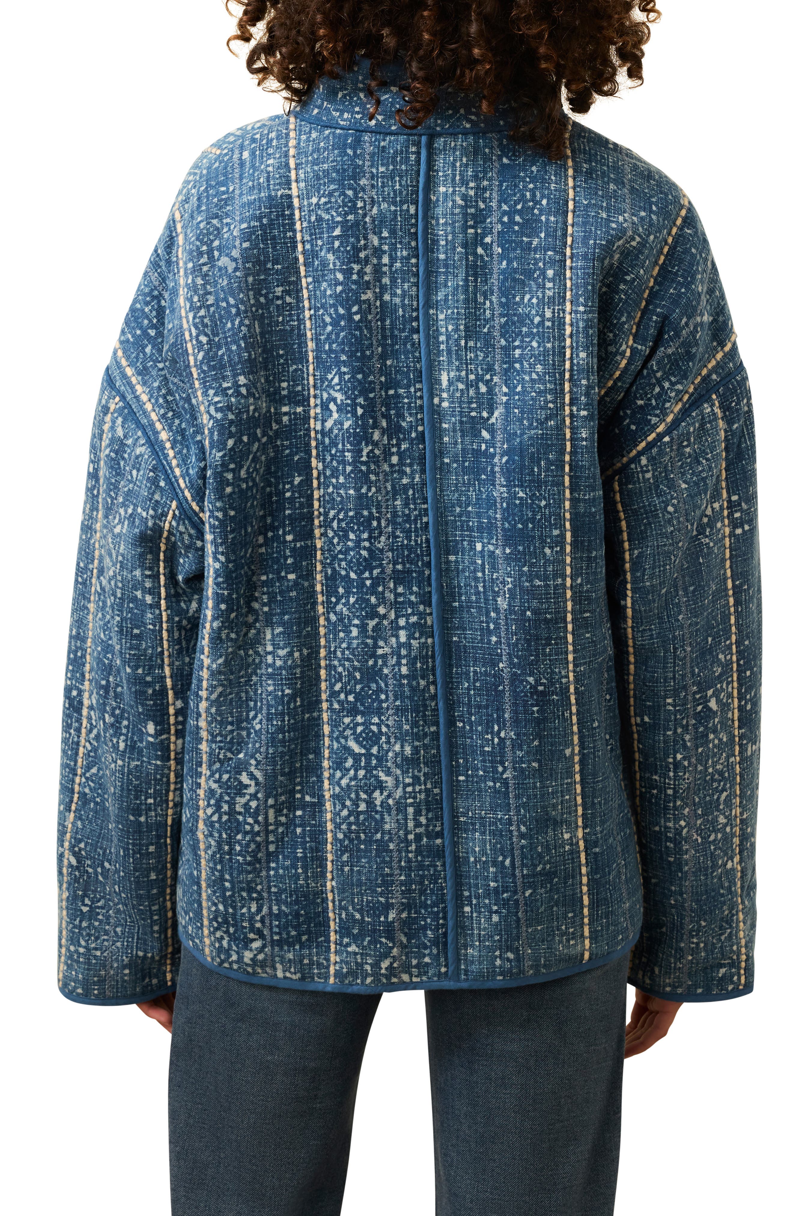 Indigo Patchwork Print Organic Cotton Quilted Jacket - image 2