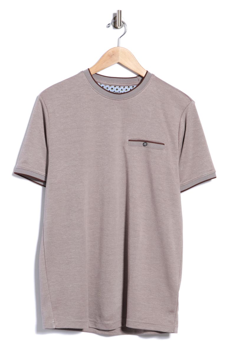Tipped Textured Crewneck T-shirt, Main, color, BROWN