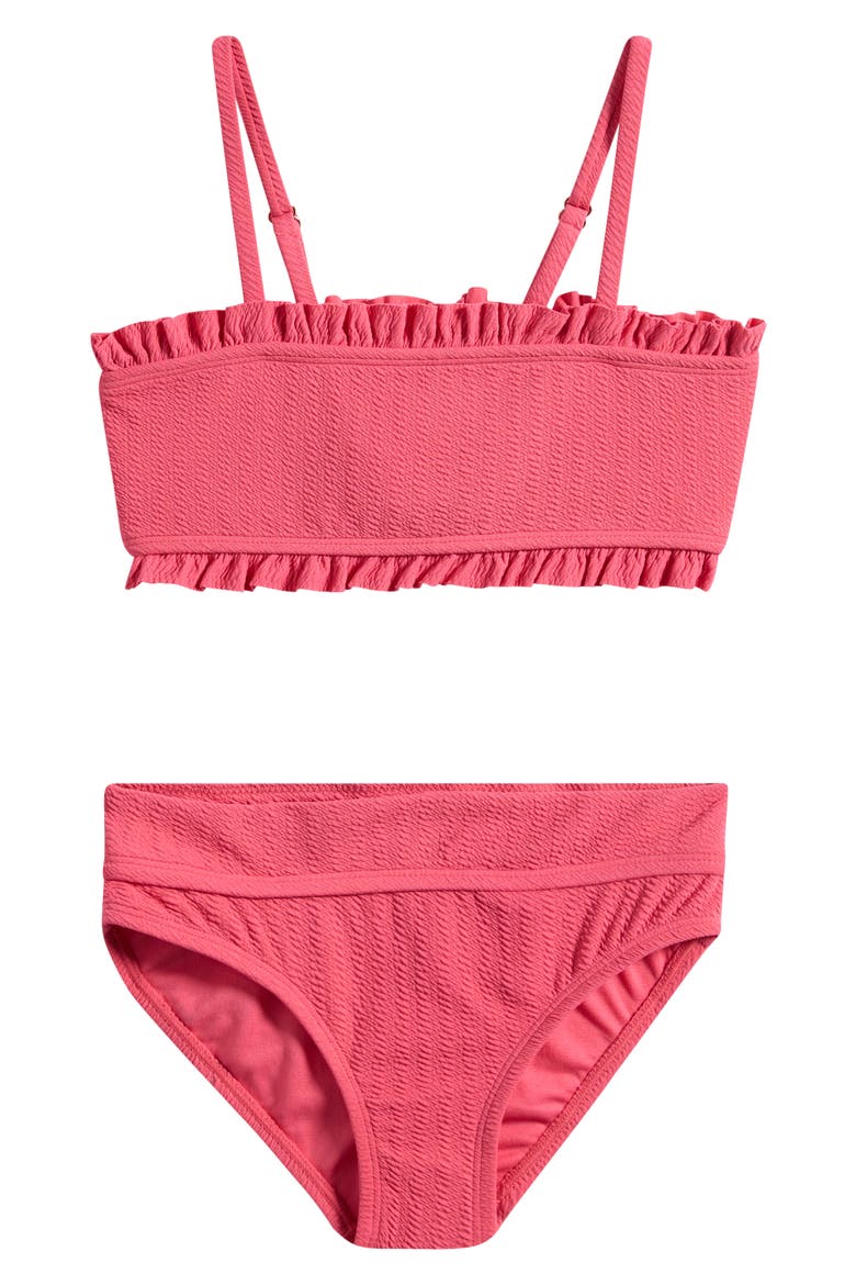 Kids' Solid Ruffle Two-Piece Swimsuit, Main, color, CHEERY