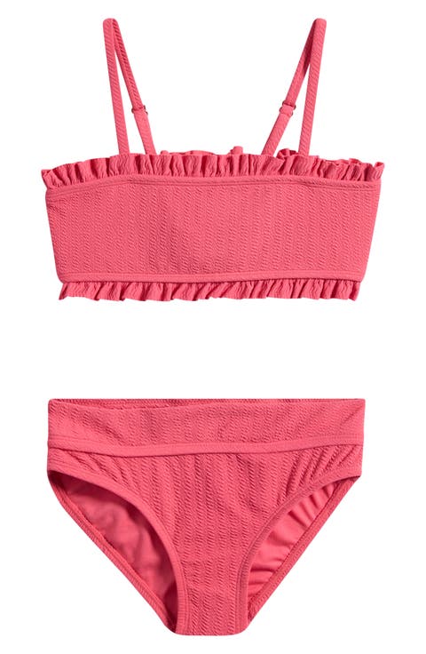Kids' Solid Ruffle Two-Piece Swimsuit (Big Kid)
