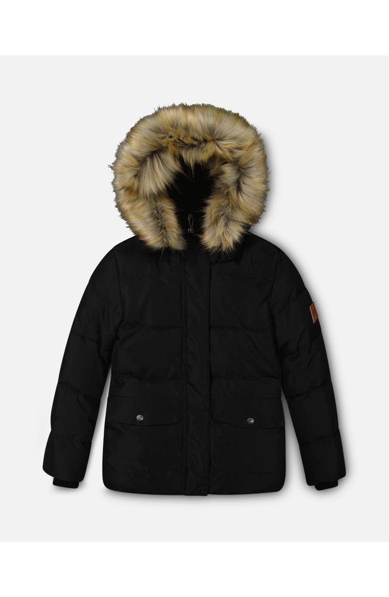 Deux par Deux Kids Unisex Puffy Jacket Black, Main, color, 