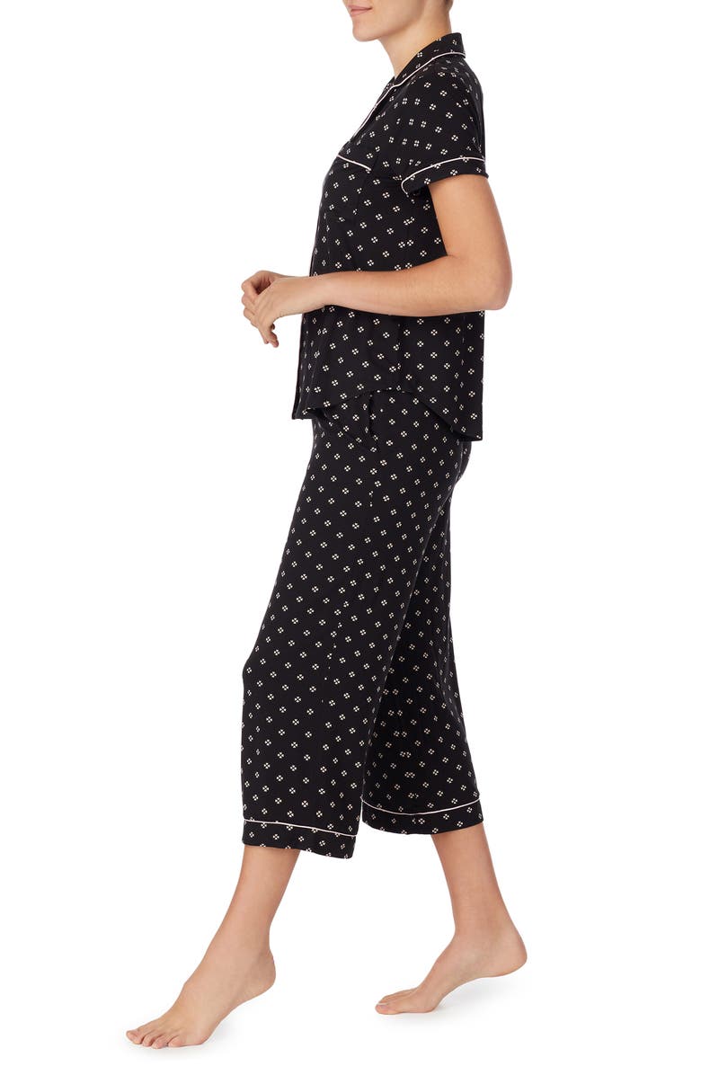 Kate Spade New York spade print crop pajamas, Alternate, color, Black Print