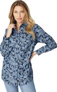 Roaman's Plus Size Kate Long Sleeve Easy Cotton-Blend Button-Front Shirt