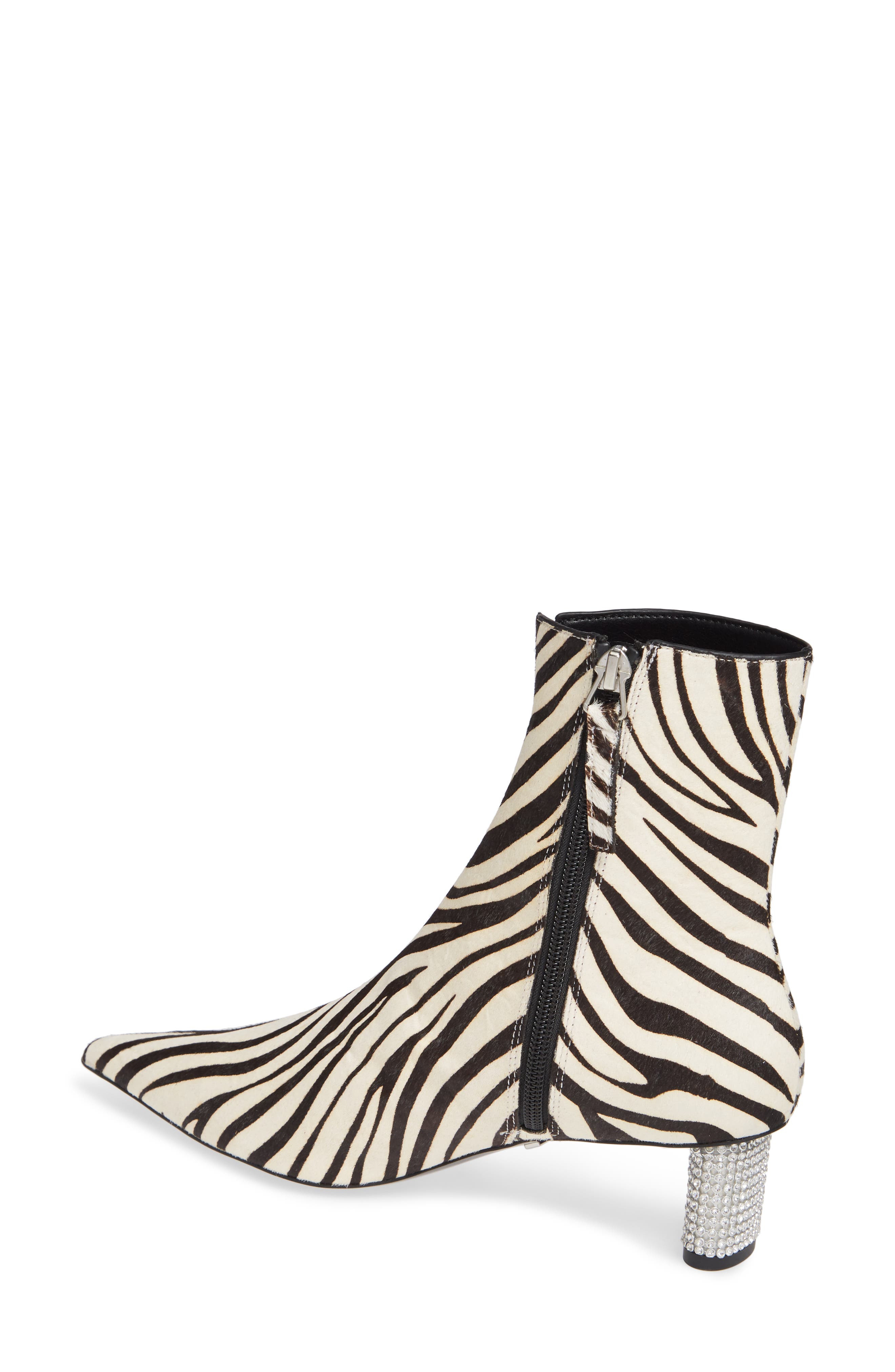 Crystal Heel Genuine Calf Hair Ankle Bootie, Alternate, color, WHITE MULTI CALF HAIR
