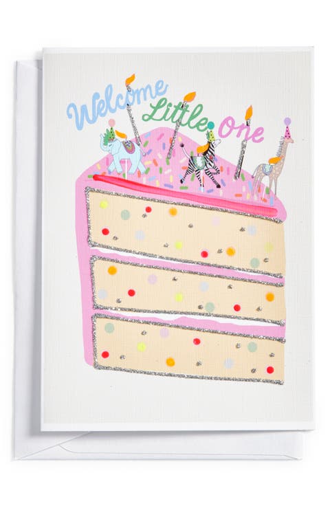 Welcome Little One Pink Cake Greeting Card
