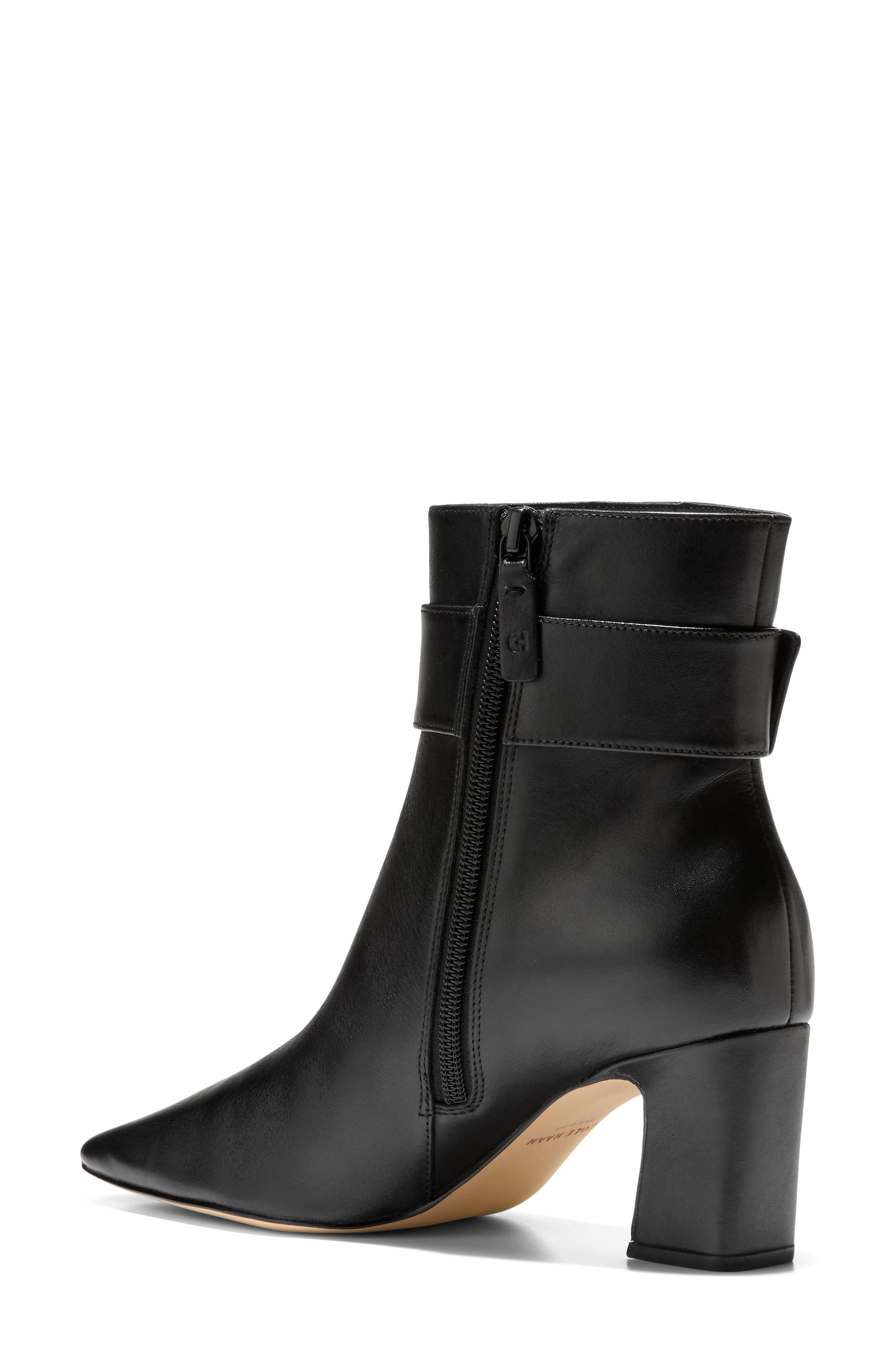Blanche Buckle Bootie, Alternate, color, BLACK LEATHER