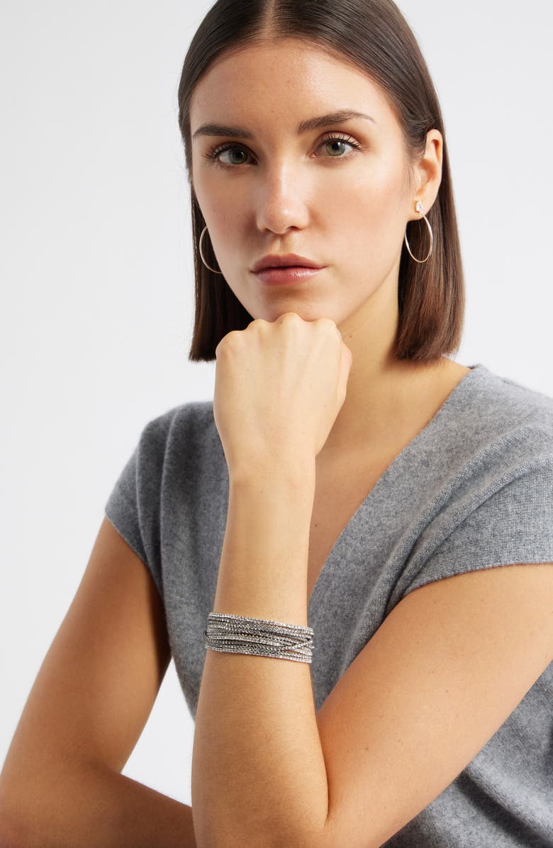 Nordstrom Set of 10 Crystal Stretch Bracelets, Alternate, color, Clear- Silver- Hematite