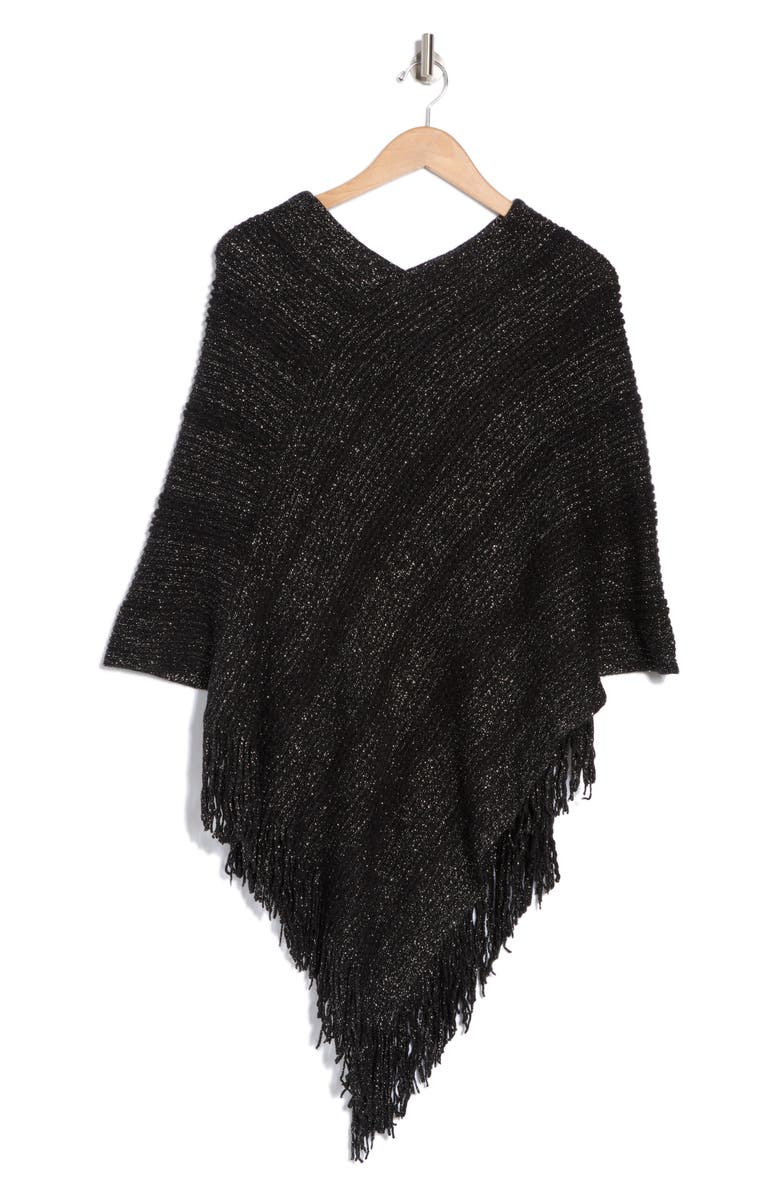 Nanette Lepore Metallic Knit Poncho, Alternate, color,