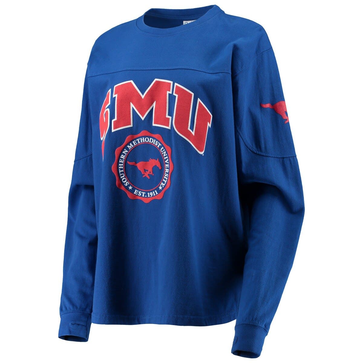 Women's Pressbox Royal SMU Mustangs Edith Long Sleeve T-Shirt - image 2