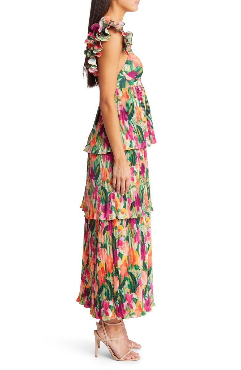 Saylor Mauve Floral Tiered Maxi Dress, Alternate, color,